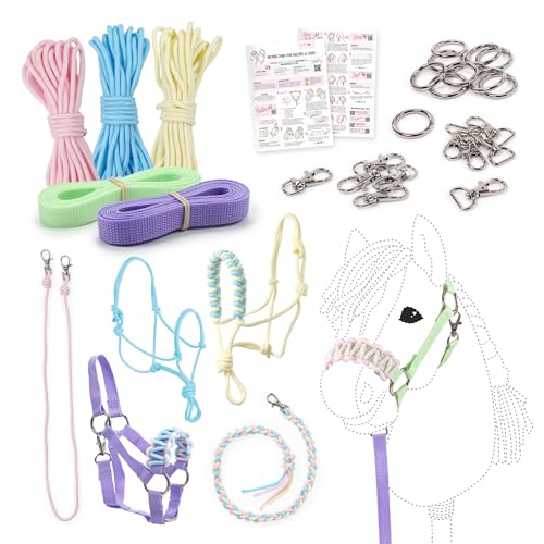kullaloo DIY Hobby Horse Halter Kit & Tack Accessories ✦ Make Stick Horse Head Collars, Rope Halters & Reins ✦ Includes Digital Instructions (PDF) ✦ Pastel - color: Halter pastel