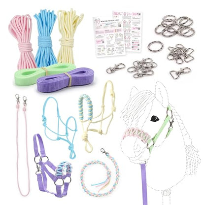 kullaloo DIY Hobby Horse Halter Kit & Tack Accessories ✦ Make Stick Horse Head Collars, Rope Halters & Reins ✦ Includes Digital Instructions (PDF) ✦ Pastel - color: Halter pastel