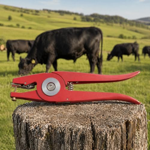 Alloy Livestock Ear Tag Applicator Pliers, 9.06 in Red Animal Tagging Tool for Cattle Pigs Goats Sheep