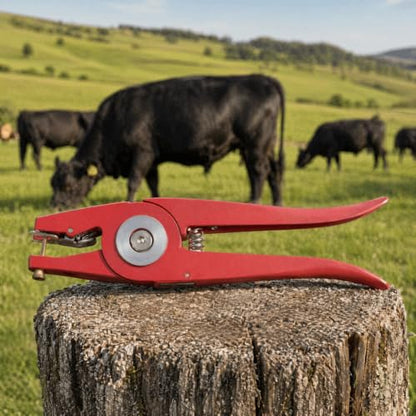 Alloy Livestock Ear Tag Applicator Pliers, 9.06 in Red Animal Tagging Tool for Cattle Pigs Goats Sheep