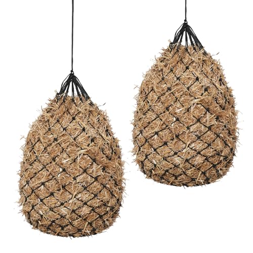 Slow Feed Hay Nets for Horses, 2 Pack, 40 Inch, 2 Inch Holes,Black - color: Black