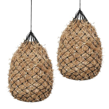 Slow Feed Hay Nets for Horses, 2 Pack, 40 Inch, 2 Inch Holes,Black - color: Black