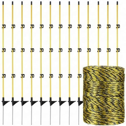 Sasylvia 36 Pcs 45 Inch Electric Fence Posts for Sheep, Lamb,Yellow Black