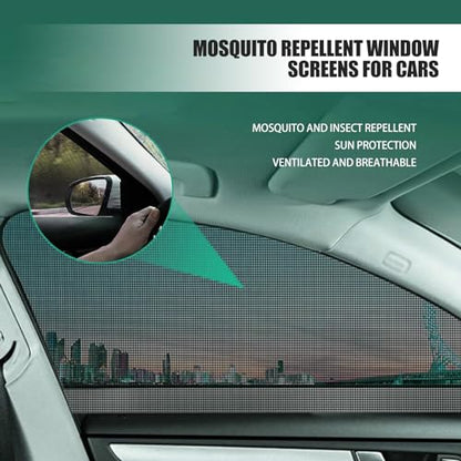 4 PCS Car Side Window Sunshades, Thickened Double-Layer Elastic Mesh Design Foldable Sunshades for Front Rear Side Windows, Decorative Accessories, Suitable for Most Cars, SUVs (Black)
