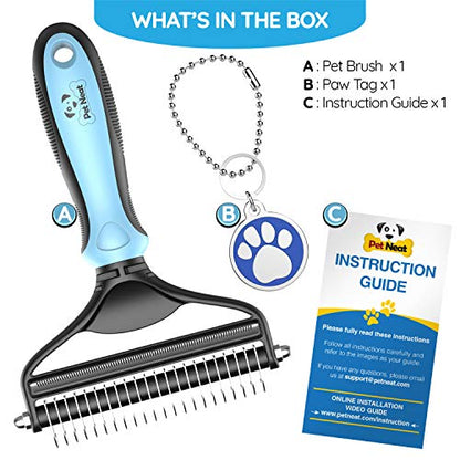 Dog Brush and Cat Brush – 2 Sided Pet Grooming Tool for Deshedding, Mats & Tangles Removing – No More Nasty Shedding and Flying Hair