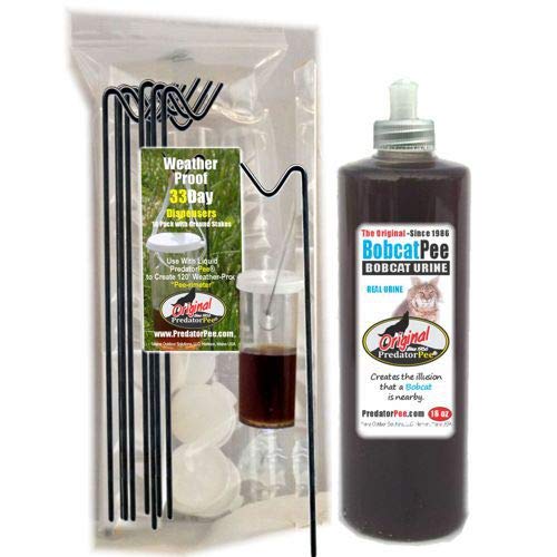 PredatorPee Real Bobcat Urine Natural Predator Scent Outdoor Garden - size: 16 oz Bottle + Dispensers Combo