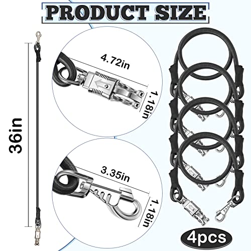 Riakrum 4 Pcs Bungee Horse Trailer Ties with Quick Release Snap,Black - color: Black
