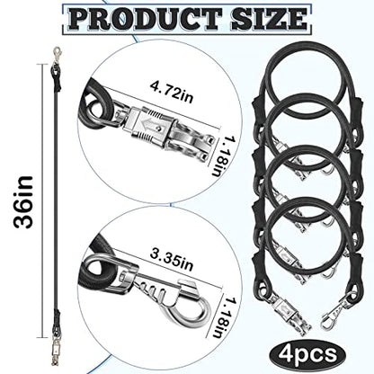 Riakrum 4 Pcs Bungee Horse Trailer Ties with Quick Release Snap,Black - color: Black