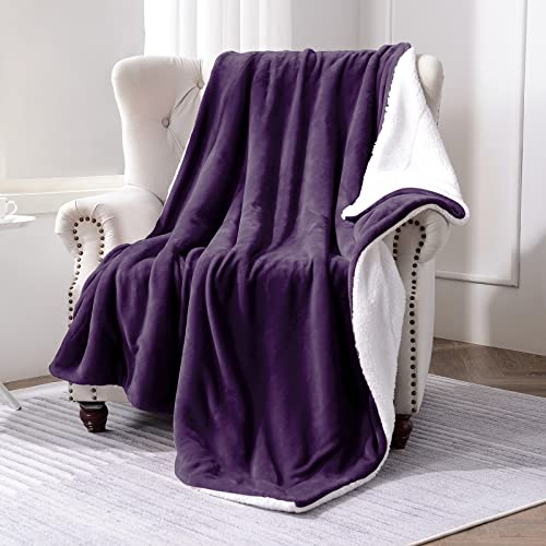 SOCHOW Sherpa Fleece Throw Blanket, Aubergine, 50x60 inches - color: Aubergine, size: 50"×60"