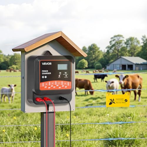 VEVOR Multi-Powered Electric Fence Charger, 2J/3J/5J, Electric Fence Energizer with Real-Time LED Display, 6.2 Miles Range, AC DC Powerful Fences Charger, Keep Out Wild Animals, for Livestock Poultry - size: 2J/3J/5J