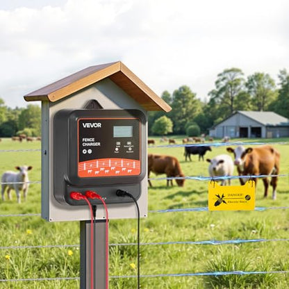 VEVOR Multi-Powered Electric Fence Charger, 2J/3J/5J, Electric Fence Energizer with Real-Time LED Display, 6.2 Miles Range, AC DC Powerful Fences Charger, Keep Out Wild Animals, for Livestock Poultry - size: 2J/3J/5J