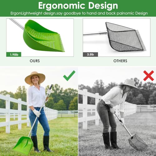 Thiswing Chicken Poop Scooper & Rake 2-in-1, Green