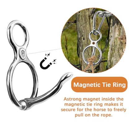 Horse Tie Ring, Safe Tie Horse Supplies, Humane Way Tie Ring, Magnetic Ring for Tying and Retracting, Helps Horse Pull Back and Releases Stress from The Horse