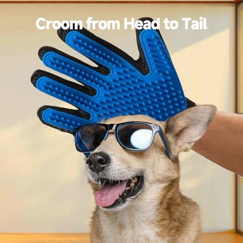 NVNAN 2-in-1 Pet Grooming Glove and Fabric Hair Remover | Dual-purpose design for brushing pets and fabric cleanup, helping manage loose fur on pets, and furnitures - color: Fabric Pet Hair Gloves + Pet Grooming Brush