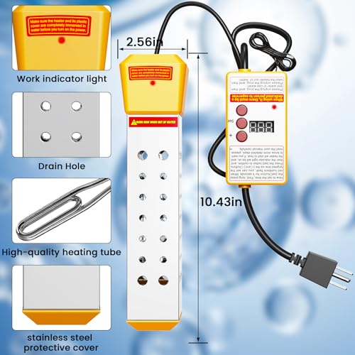 Immersion Water Heater, 2000W Portable Pool Heater with Thermostat & Auto Shut-Off, Electric Bucket Heater with Protective Cover for Inflatable/Above Ground Pools, Bathtub, Camping - Shiny Yellow - color: Shiny Yellow