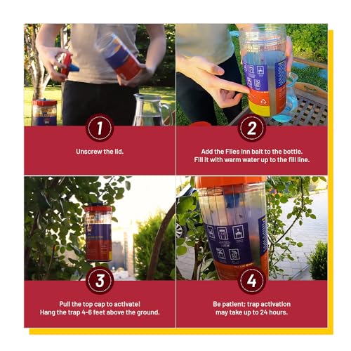 Long Jar Reusable Outdoor Fly Trap with 2 Flies Inn Attractant Baits (2 Pack, 1) - style: 2 PACK