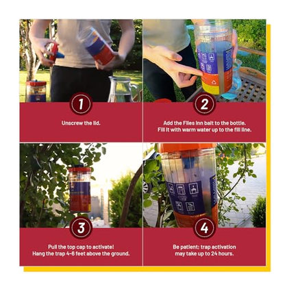 Long Jar Reusable Outdoor Fly Trap with 2 Flies Inn Attractant Baits (2 Pack, 1) - style: 2 PACK