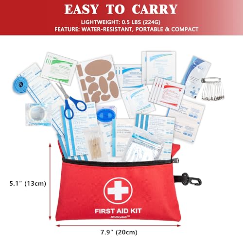 Mini First Aid Kit - 140 Piece Small First Aid Medical Kit | Emergency First Aid Supplies and Survival Kit for Car, Home, Office, Travel, Camping, Sports, Outdoor, School - size: 140 Pieces