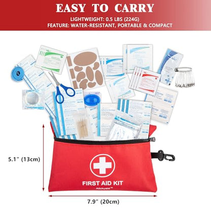 Mini First Aid Kit - 140 Piece Small First Aid Medical Kit | Emergency First Aid Supplies and Survival Kit for Car, Home, Office, Travel, Camping, Sports, Outdoor, School - size: 140 Pieces