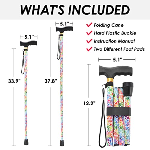 Walking Cane PANZHENG Cane for Man/Woman | Mobility & Daily Living Aids | 5-Level Height Adjustable Walking Stick | Comfortable Plastic T-Handle Portable Walking Stick Folding Cane - color: Cane-Heart