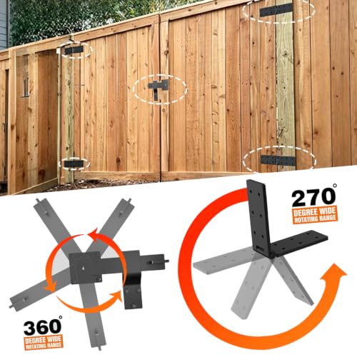 Heavy Duty Gate Hinge and Latch Set 2Pcs 270° for Wood Fence | Strap Hinge for Shed,Farm,Barn,Backyard Door – Adjustable Outdoor Rust‑Resistant Farm Gate Hardware Kit with Screws