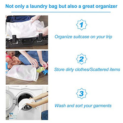GOGOODA 3 Pack Delicates Laundry Bags, Fine Mesh Wash Bag with Hanging Loop - size: 3 set (1 Medium, 2 Large)