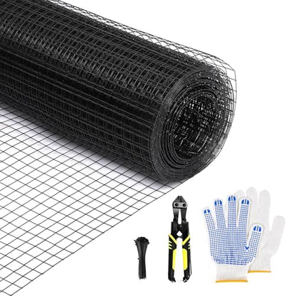 Black Hardware Cloth 48 in x 100 ft, 1 Inch Hardware Cloth, 19 Gauge Vinyl-Coated Steel 1x1 Welded Wire Mesh Roll for Chicken Wire Fencing, Chicken Coop, Garden Fence, Rabbit Fence and Catio - size: 1"x1" 19GA 48"x100'