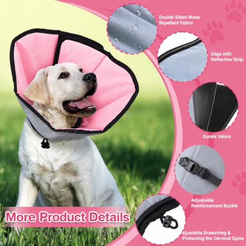 Soft Dog Cone Collar for Large Dogs After Surgery Adjustable - color: Pink, size: M (Neck Girth: 9.5-12.7in)