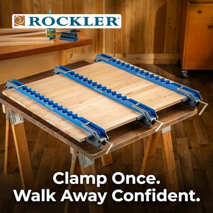 Rockler Deluxe Parallel Panel Clamps with Scissor Couplers for Panels | Panel Clamps – Flat Panel Assembly – Parallel Clamps – Scissor Couplers – Four-Way Pressure