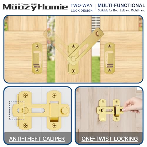 4 Inch Flip Latch Gate Latches, 180 Degree Flip Barn Door Lock Latch, Heavy Duty SUS304 Stainless Steel Flip Sliding Latch, Bolt Buckle Lock for Barn Wood Fence Sliding Doors, Gold, 2 Pack - color: Gold