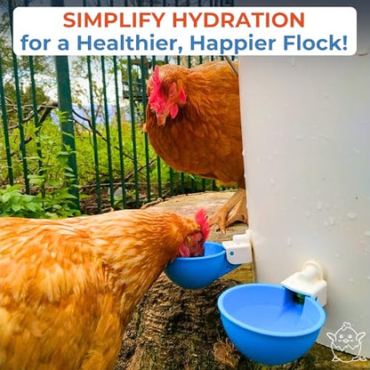 Lil Clucker - Blue Large Automatic Chicken Waterer Cups Suitable for Ducks, Geese, Turkeys, and Bunny Rabbit - Water Feeder Kit - Poultry Waterer - Pack of 8… - size: 8-Pack
