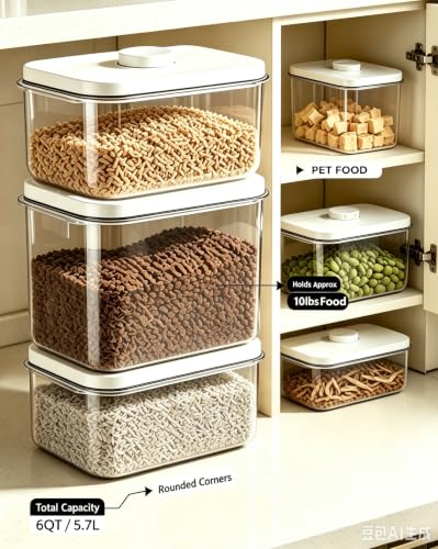 LivLab Mker 10lbs Dog Food Storage Containers With Lids & Cup - color: (D979)-5.5L-1
