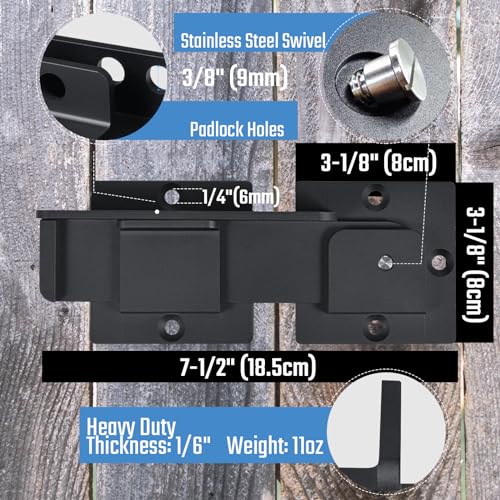 7.5" Flip Gate Latch Lock for Wooden Fence with Padlock Holes | 4mm Heavy Duty Aluminum Alloy Door Latch for Outdoor Swing Sliding Gate, Double Gate, Barn Shed Garage Yard