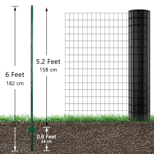 ARIFARO Fence Posts 6 Feet, 10-Pack, Heavy Duty U Post, Metal Fence Post - color: Green 10 PCS, size: 6 FT Splicable