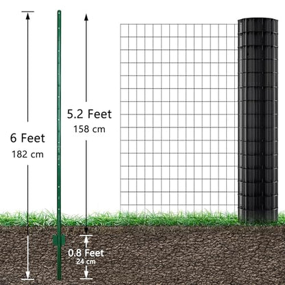 ARIFARO Fence Posts 6 Feet, 10-Pack, Heavy Duty U Post, Metal Fence Post - color: Green 10 PCS, size: 6 FT Splicable