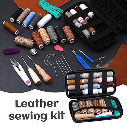 BUTUZE Upholstery Repair Kit, Leather Sewing Kit, Sewing Waxed Thread - size: 37 Pcs