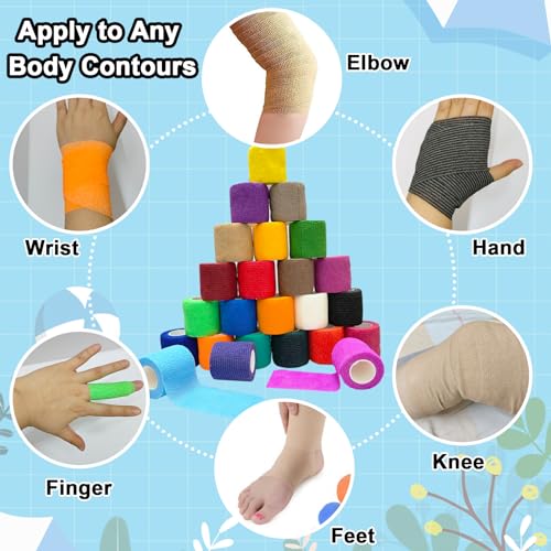 72 Pack Self Adhesive Bandage Wrap,2" x5 Yards Self Adherent Wrap