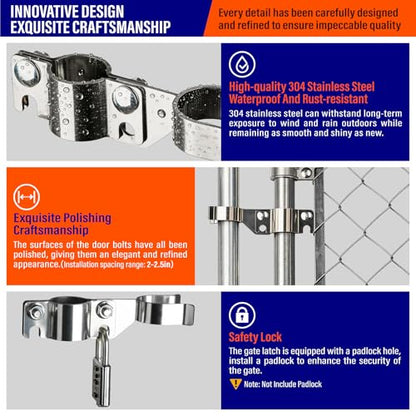 Heavy Duty Stainless Steel 1-3/8" x 1-3/8" Chain Link Fence Gate Fork Latch with Hole for Padlock（Fit 1 3/8" Gate Frame） 1Pack - size: 1-3/8''x1-3/8''-1P