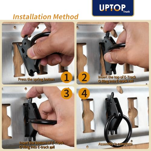 UPTOP Heavy-Duty Steel O-Ring 4500Lbs Break Strength - E Track Accessories Tie-Down Anchors for E-Track Tie-Down System，Secure Motorcycles, Cargo Loads, Bikes in Trailers, Pickups, Vans, Trucks 10PCS