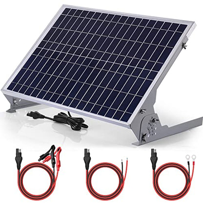 SUNER POWER 30W 12V Solar Battery Charger Maintainer, Built-in Smart MPPT Charge Controller, Adjustable Mount Bracket, Waterproof 30 Watt Solar Panel Kits for Car Automotive Boat Marine RV Trailer - size: 30W Pro