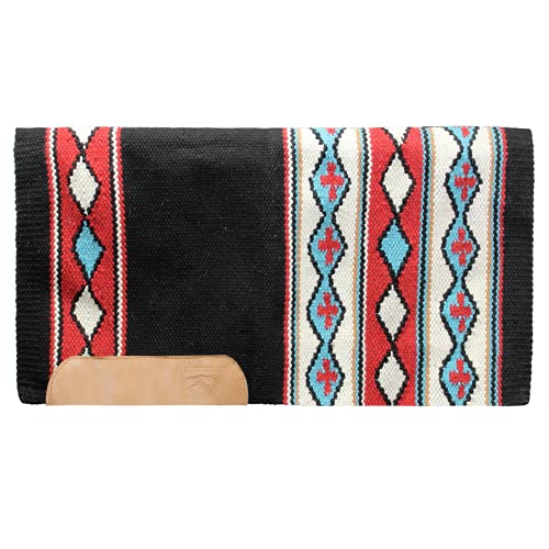 Tahoe Tack 34" x 36" Gemma New Zealand Wool Western Saddle Blanket Pad - color: Black/Orange/Cream/Turquoise/White
