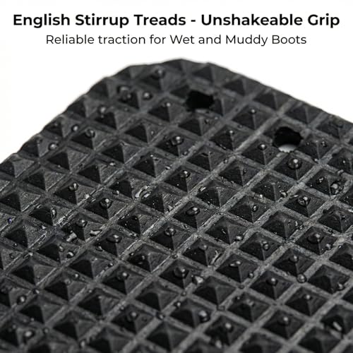 English Stirrup Pads Non Slip Rubber Treads with Shock Absorption Saddle-Safe Wrap Around Stirrup Iron Pads Horse Riding Gear for Safety Stirrups Jumping & Trail Riding 4.75"-1 Pair