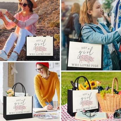 GevGuxLuo Tote Bag for Women Animal Lover Bag Gift for Women - color: Pigs