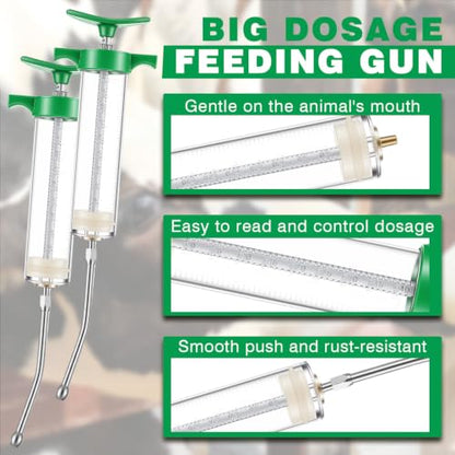 Threlaco 50ml 2 Pcs Drench Gun for Goats, Sheep & Cattle - size: 50ml