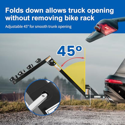 MaxxHaul Hitch Mount 4 Bike Rack 150 lb Capacity Heavy‑Duty Swing Down Design Fits Cars Trucks SUVs and Minivans with Safety Reflector Easy Install (70210)