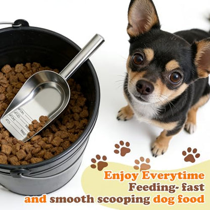 Dog Food Scoop Stainless Steel with Long Handle, Precise Measuring Cups - size: 1CUP