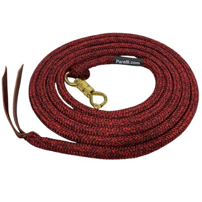 PARELLI 12 Foot Training Rope - Strong Everyday Use All-Purpose Horse Lead Rope with Loop & Latigo Popper | 9/16" Diameter Smooth Yachting Braid, Burgundy Red Blend - color: Burgundy Red Blend