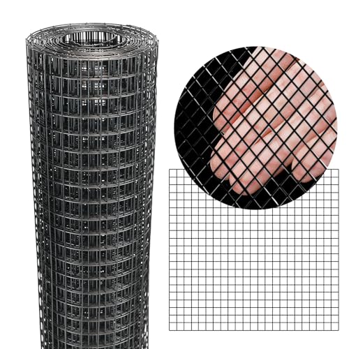 Black Hardware Cloth 8'' x 20' PVC Steel Vinyl Coated 1/2 inch Galvanized Wire Mesh Roll (19 GA) Chicken Wire Fence Roll, for coop Fences,Screen mesh, Rabbit/Snake Fences, Poultry enclosures, etc. - color: 19(GA)-1/2inch, size: 8In x 20Ft