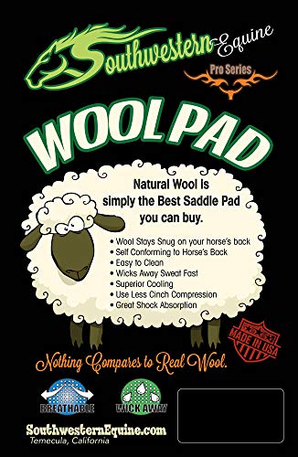 The Montana 100% Extra Fine Wool Made in the USA Saddle Pad by Southwestern 3/4" or 1" Thick and Designer Wear Leather - color: Natural Leathers, size: 30" x 30": 3/4" Inch Thick