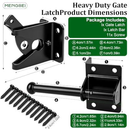 Self Locking Gate Latch for Wooden Fence,Door Latch for Wood Gate,Black,1 Pack